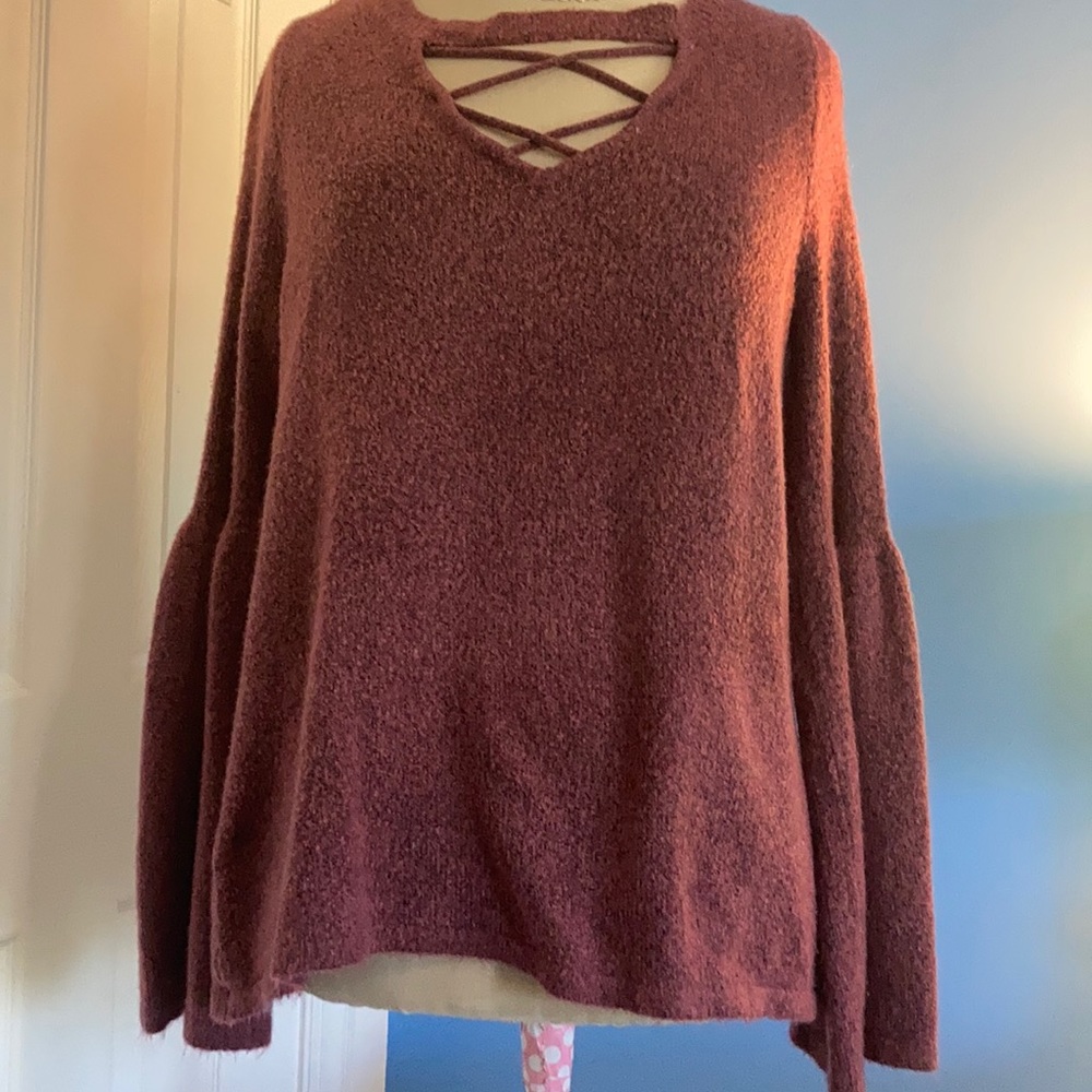 Cut-Out Bell Sleeves Sweater